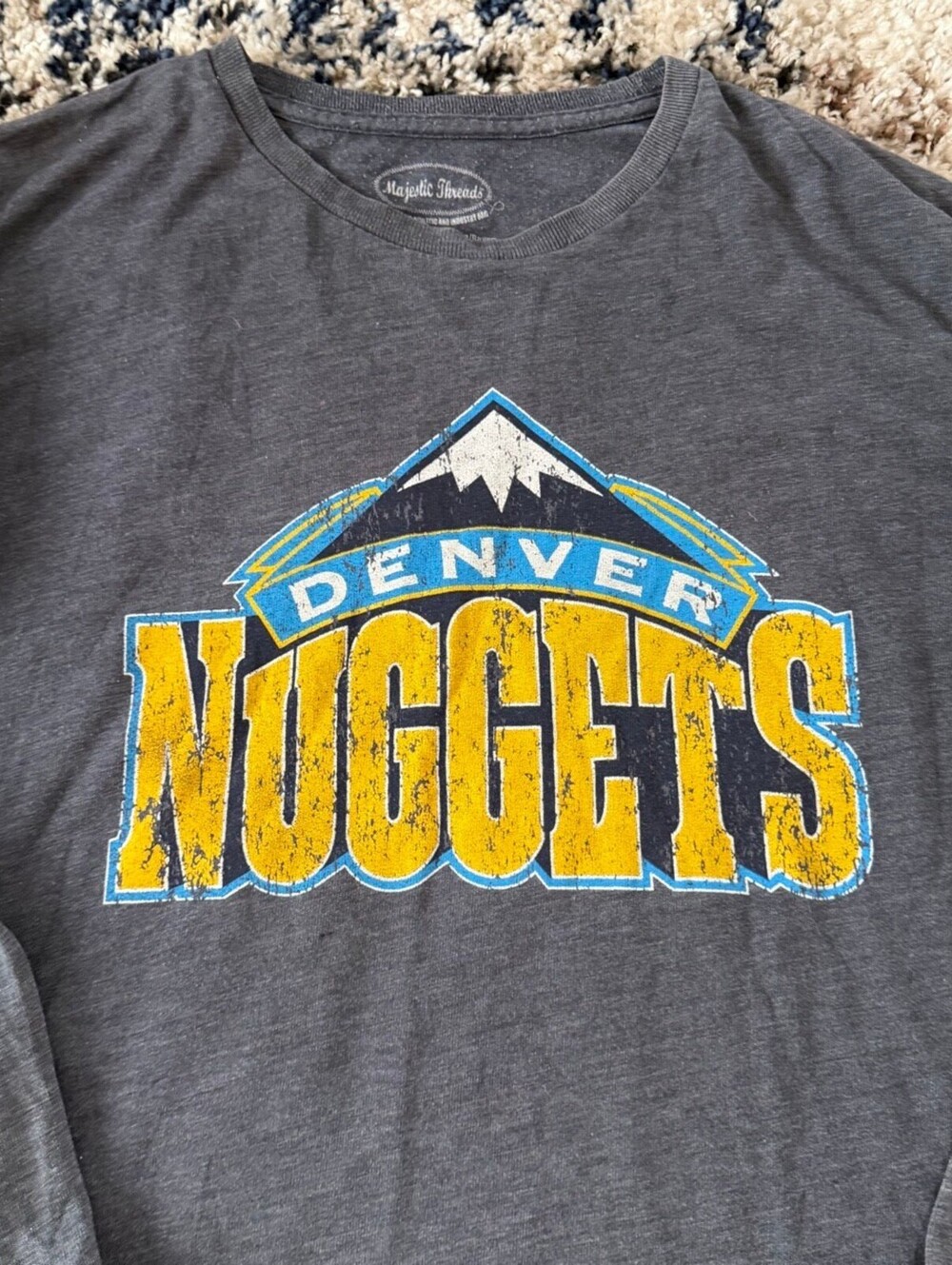 Majestic Threads Denver Nuggets Charcoal LS Graphic Tee Size L